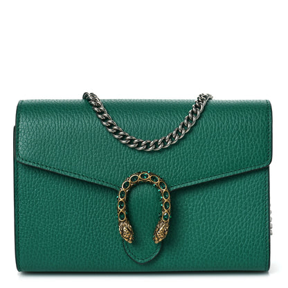 Gucci Calfskin Mini Dionysus Chain Wallet Emerald 1 of 9