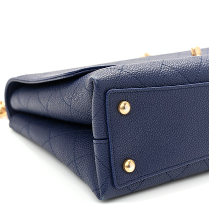 Chanel Caviar Diamond Stitched Top Handle Flap Navy 9 of 10