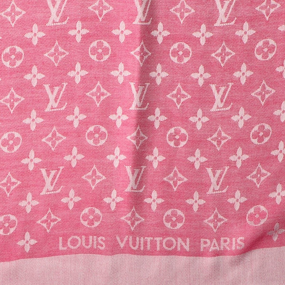 Louis Vuitton Wool Silk Monogram Denim Shawl Pivoine 4 of 5