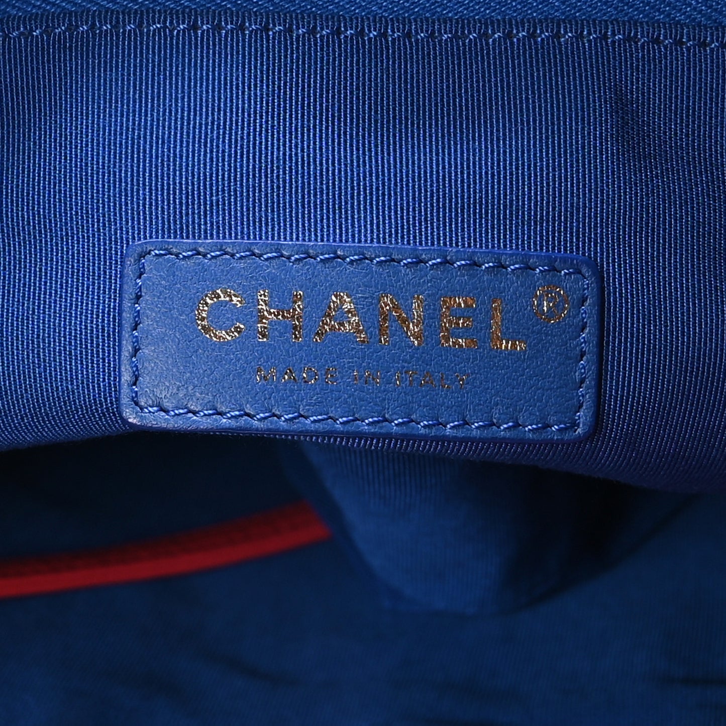Aged Calfskin Quilted Large 31 Shopping Bag Red Blue