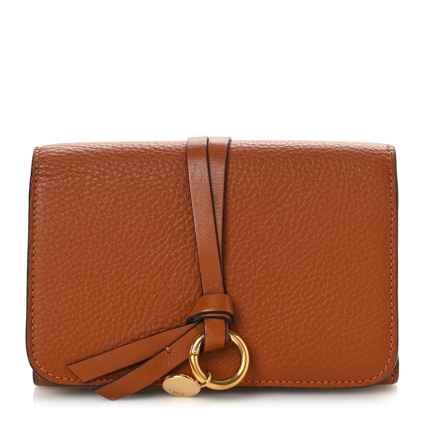 Calfskin Alphabet Compact Wallet Blush Brown