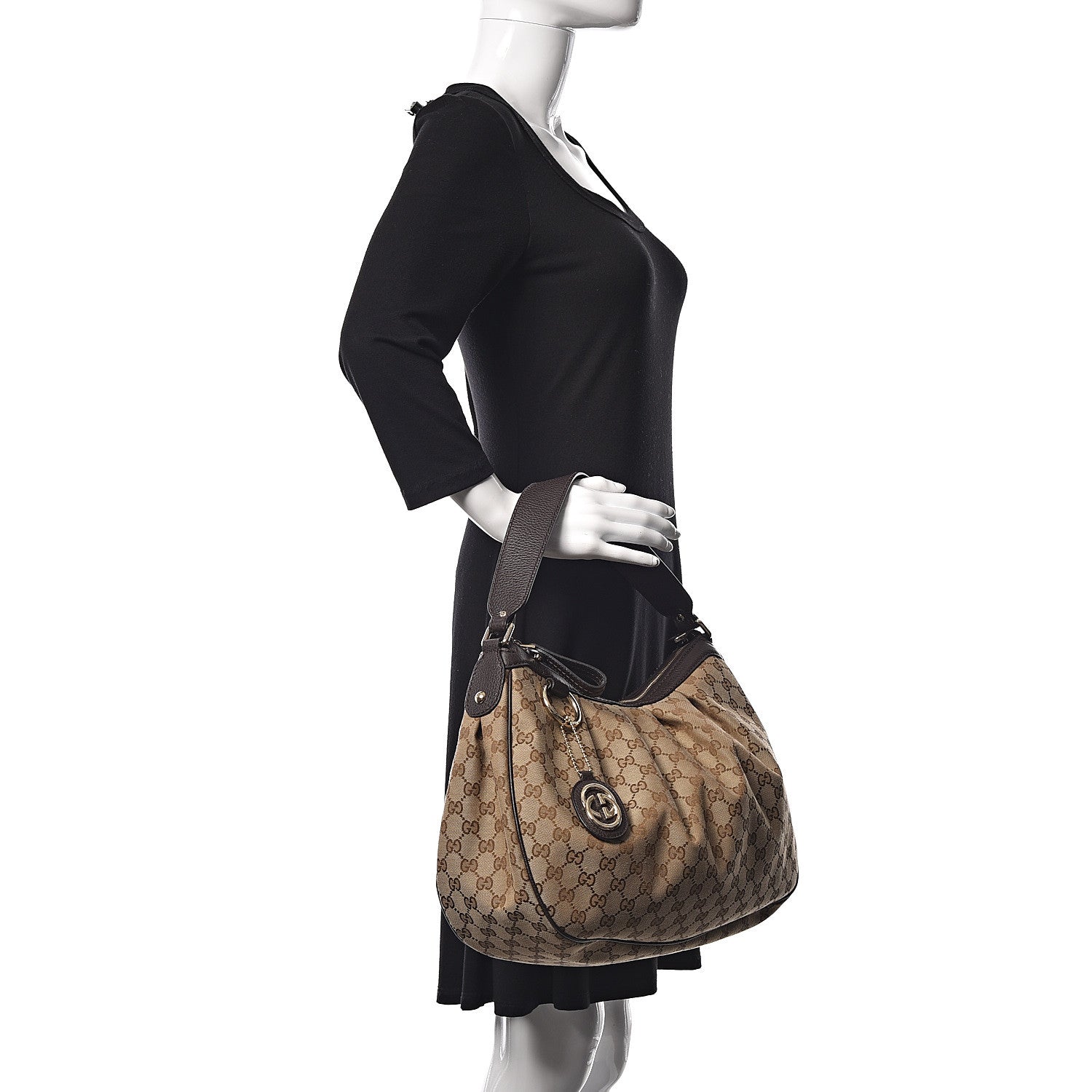 Gucci Monogram Medium Sukey Hobo Dark Brown 2 of 9