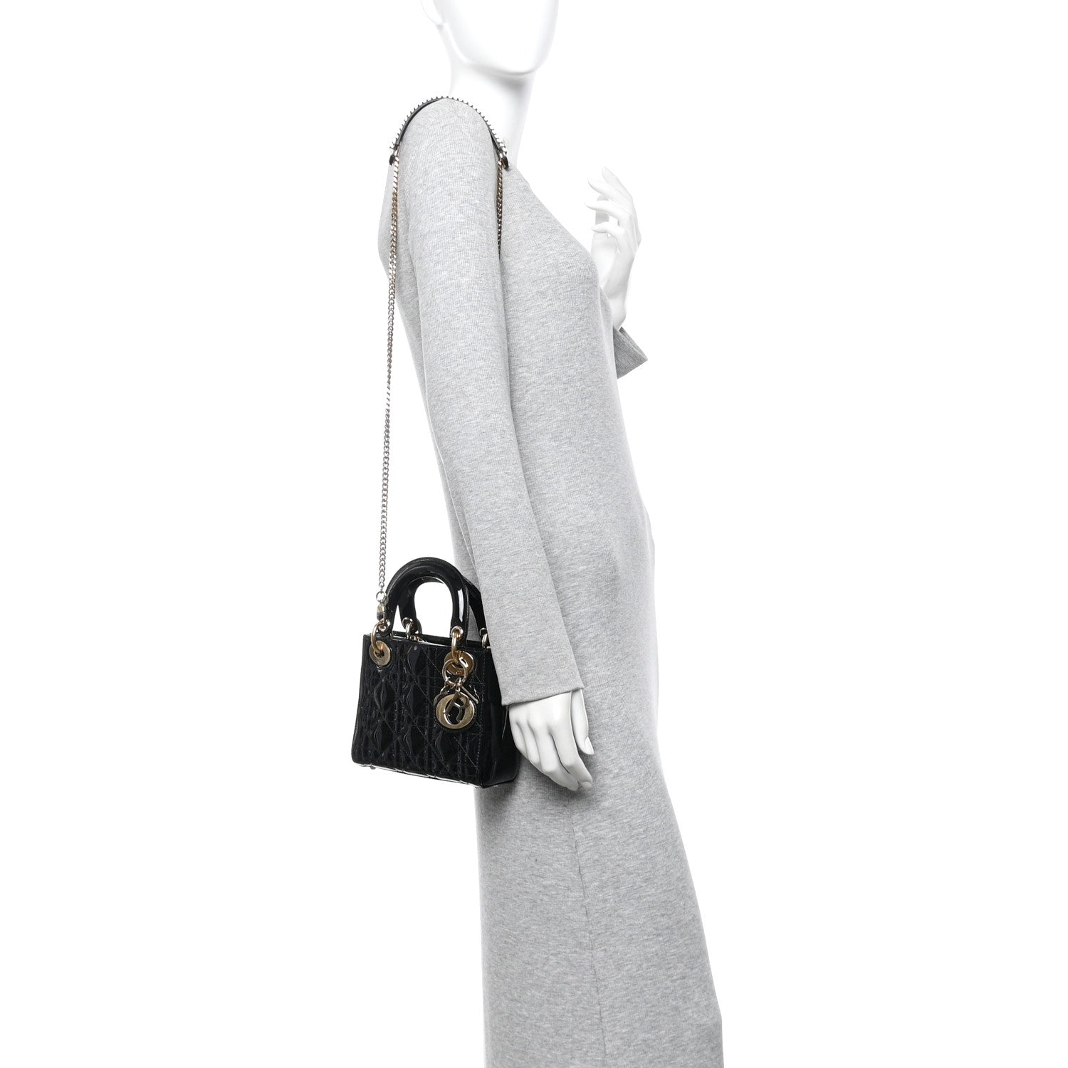 Christian Dior Patent Cannage Mini Lady Dior Black 2 of 13