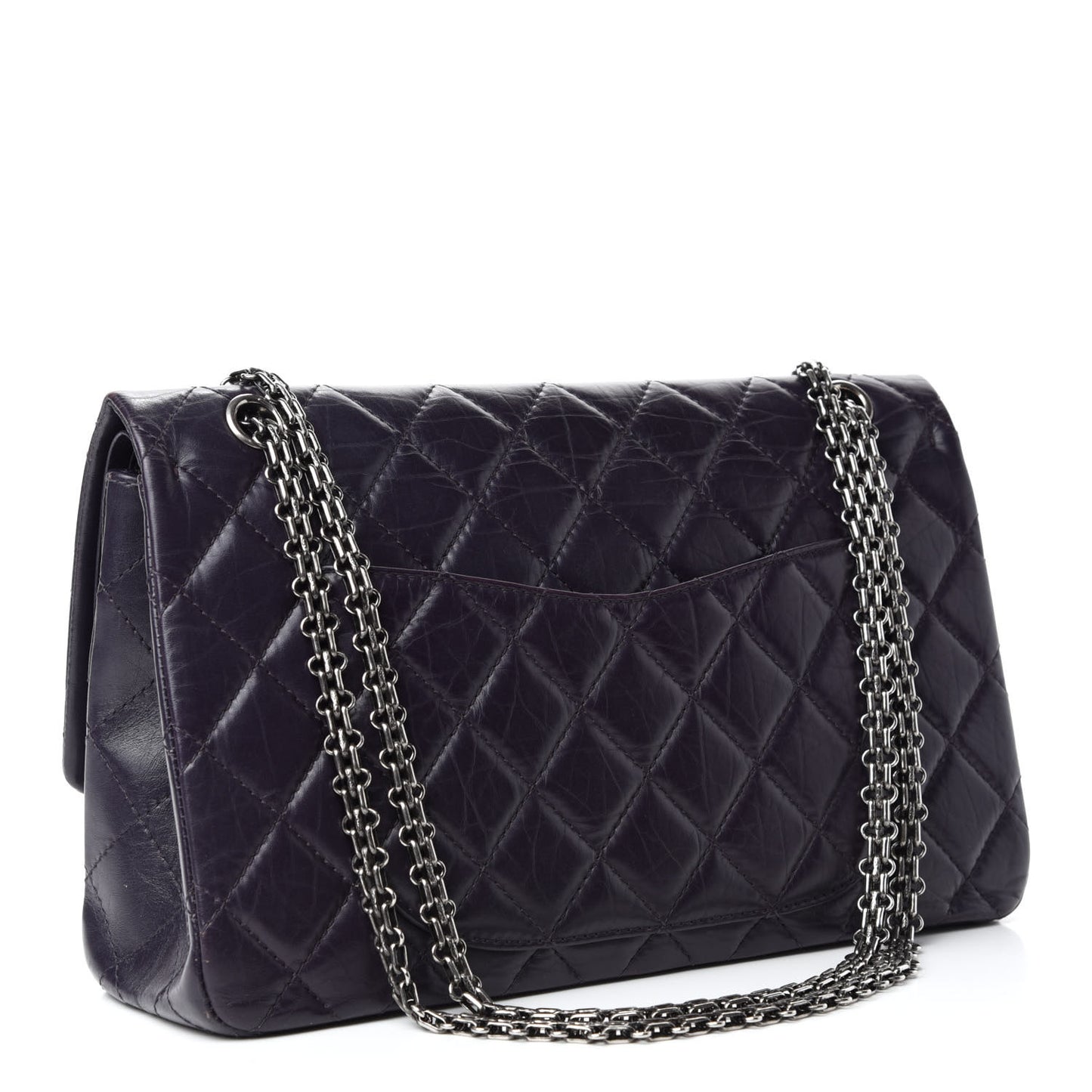 Aged Calfskin Quilted 2.55 Reissue 227 Flap Dark Purple