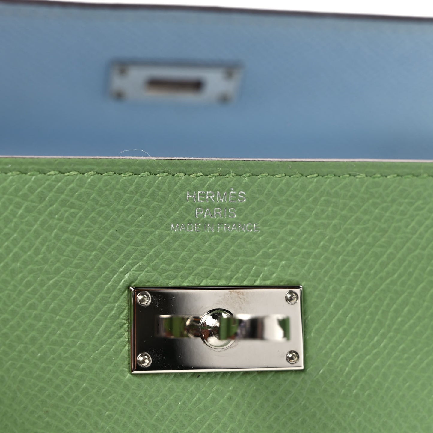 Epsom Kelly Wallet To Go Vert Criquet Blue Brume