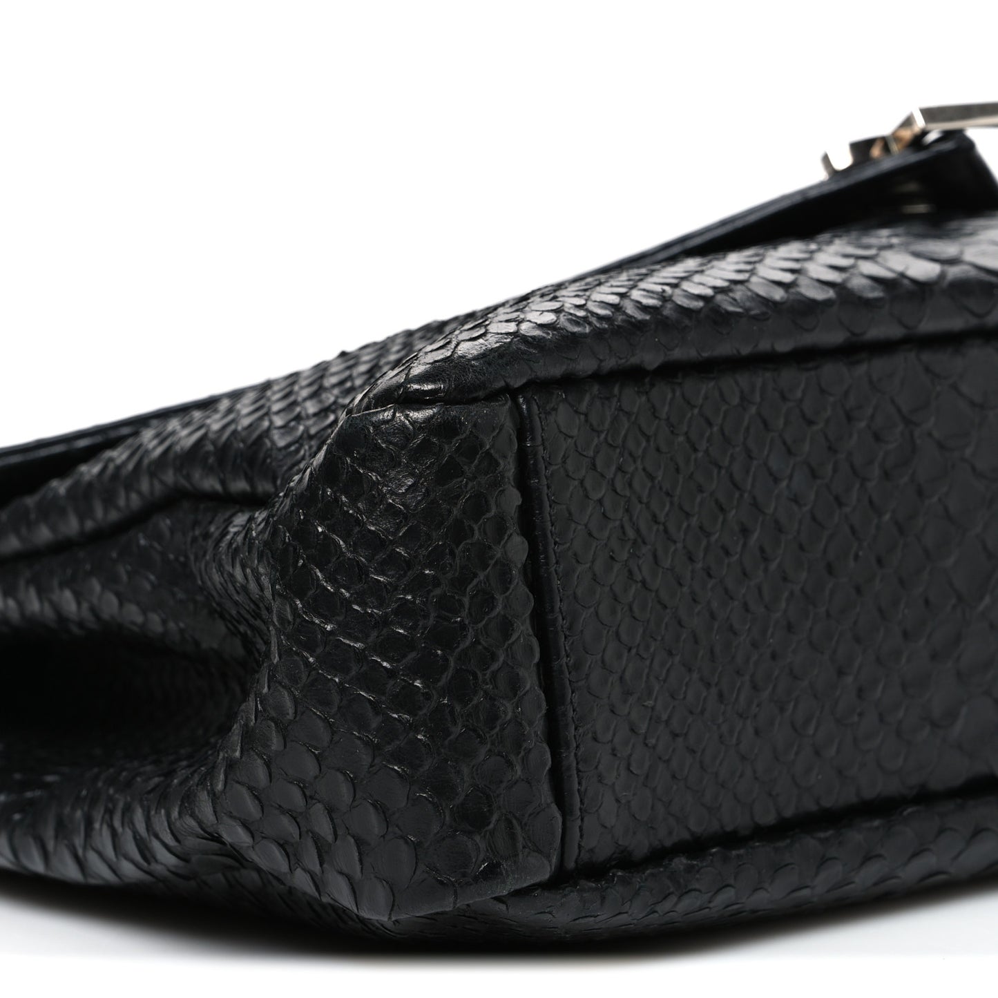 Snake Calfskin Embossed Monogram Large College Satchel Black