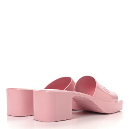 Gucci Rubber Gucci Logo Womens Platform 20/60mm Slide Sandals 39 Wild Rose 5 of 9