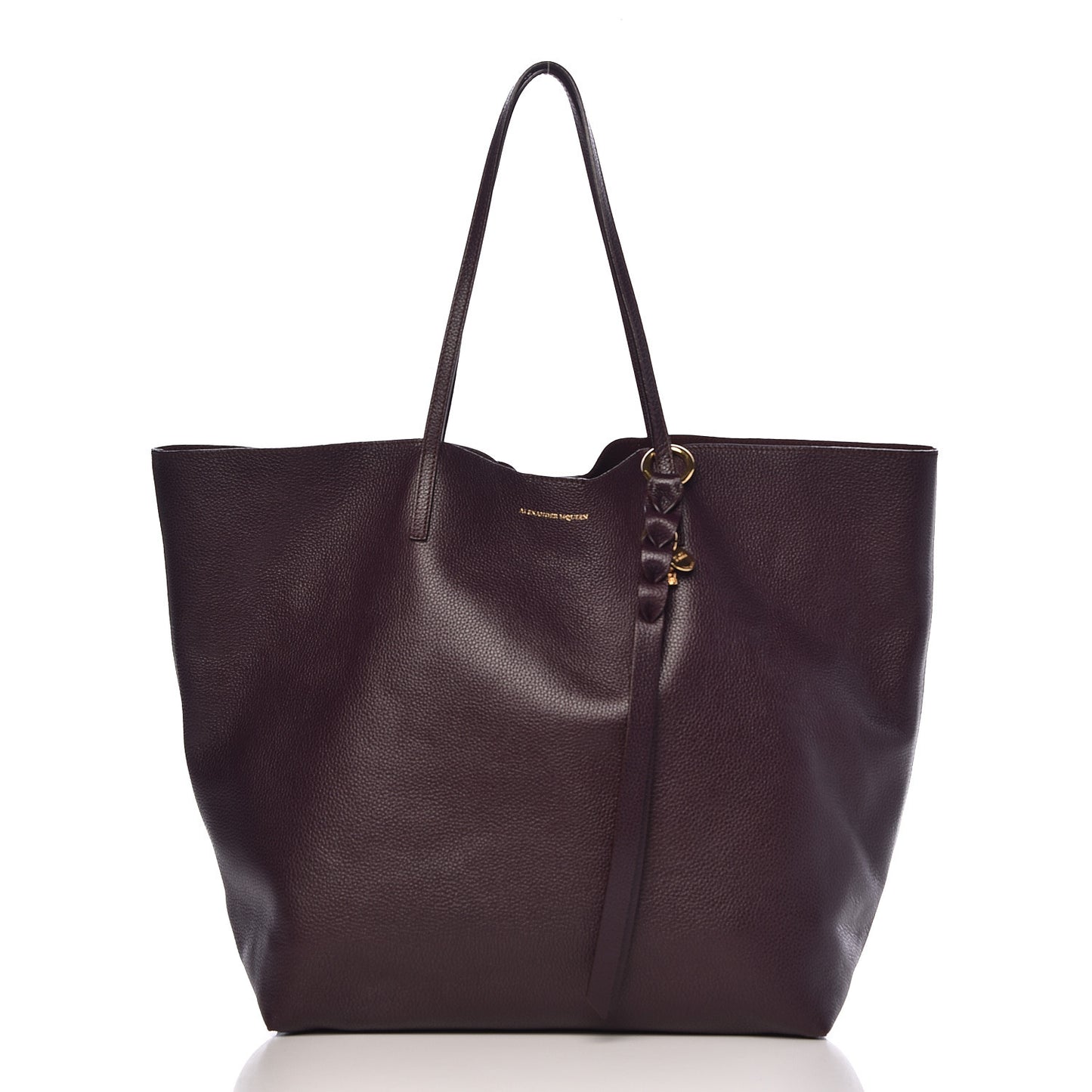 Grained Calfskin Skull Open Shopper Tote Dark Purple