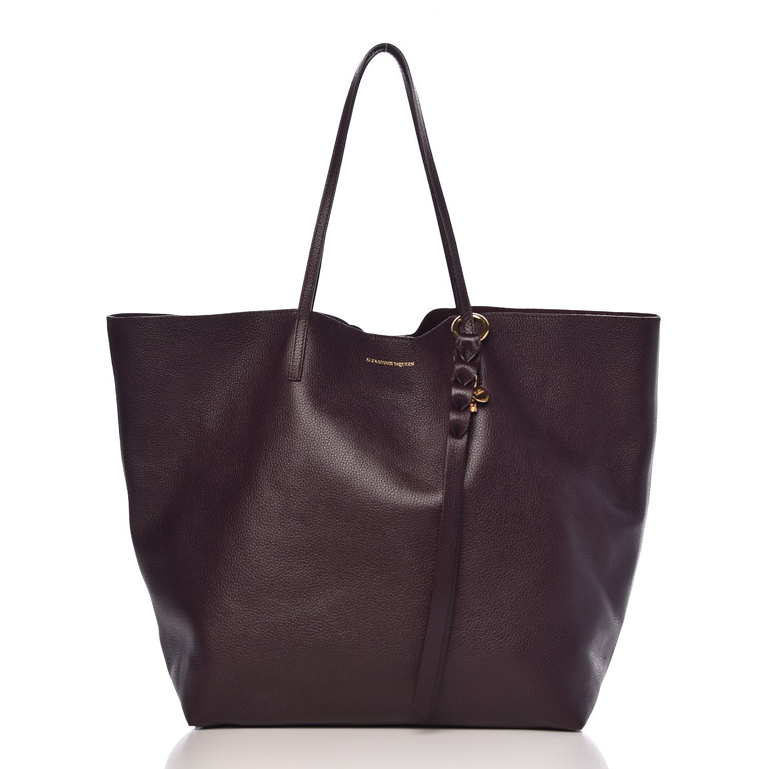 Alexander McQueen Grained Calfskin Skull Open Shopper Tote Dark Purple 3 of 13