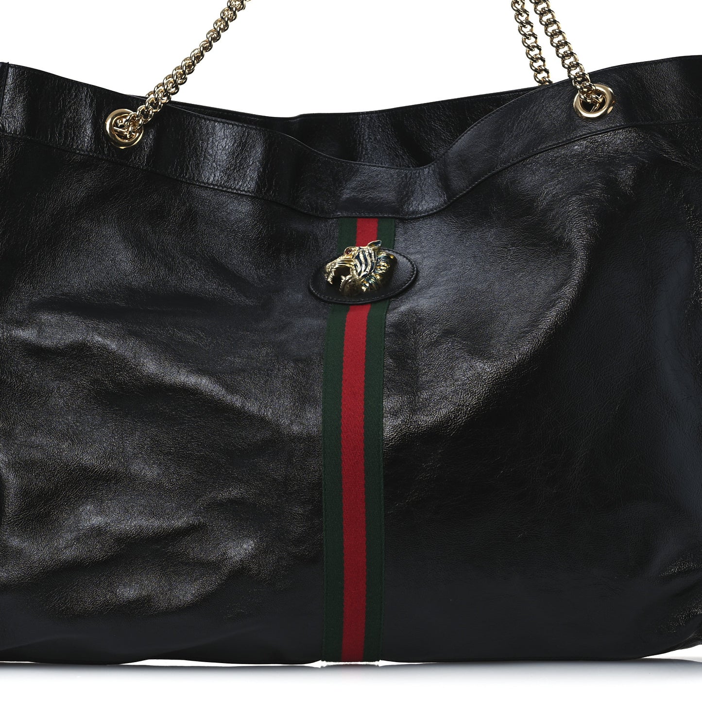 Calfskin Maxi Rajah Chain Tote Black