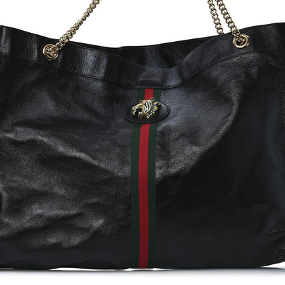 Gucci Calfskin Maxi Rajah Chain Tote Black 9 of 14