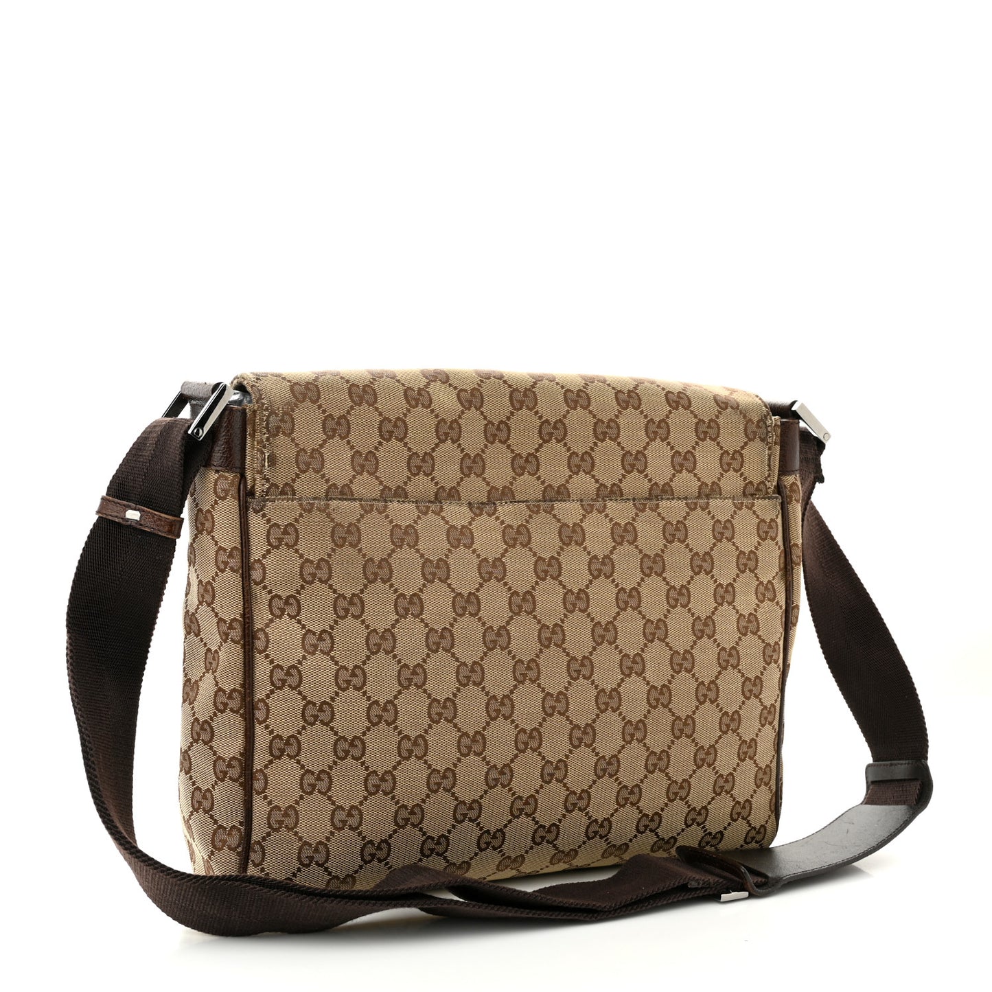 Monogram Small Flap Messenger Bag Beige Dark Brown