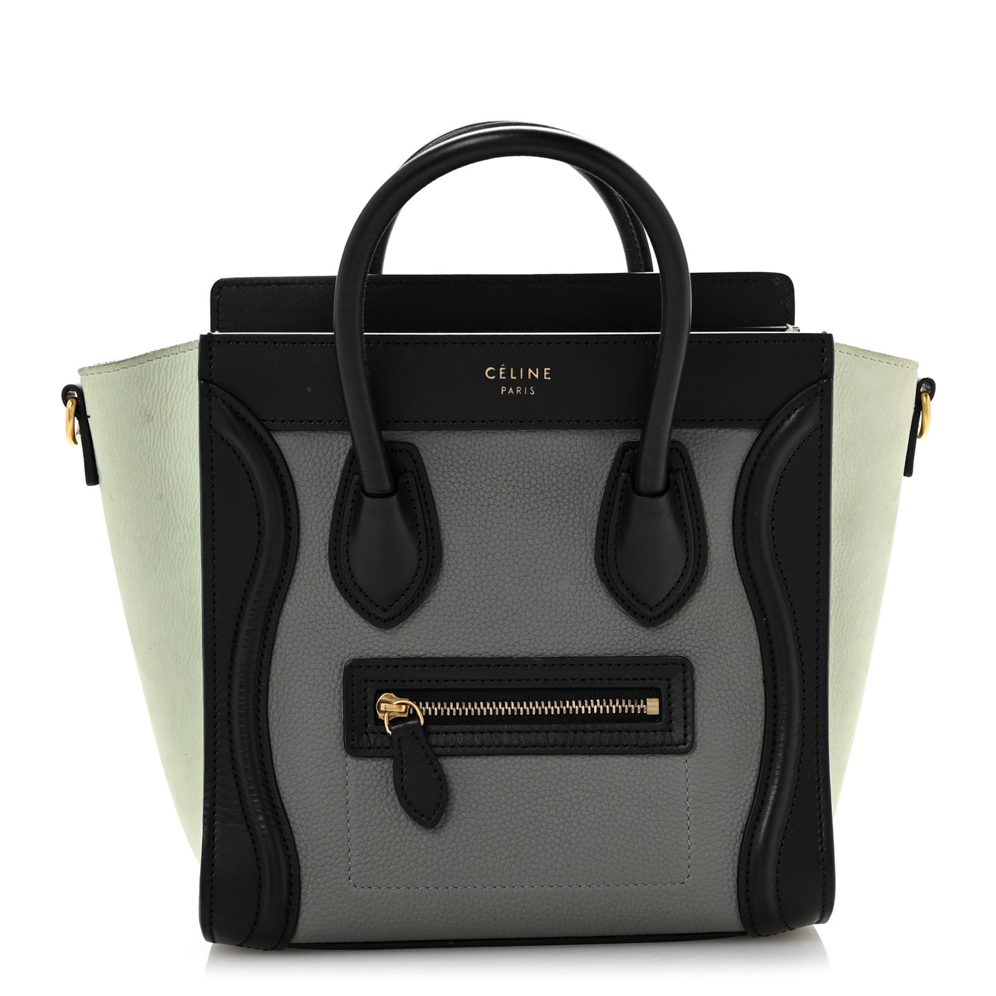 Baby Grained Calfskin Nano Tri-Color Luggage Zinc Almond