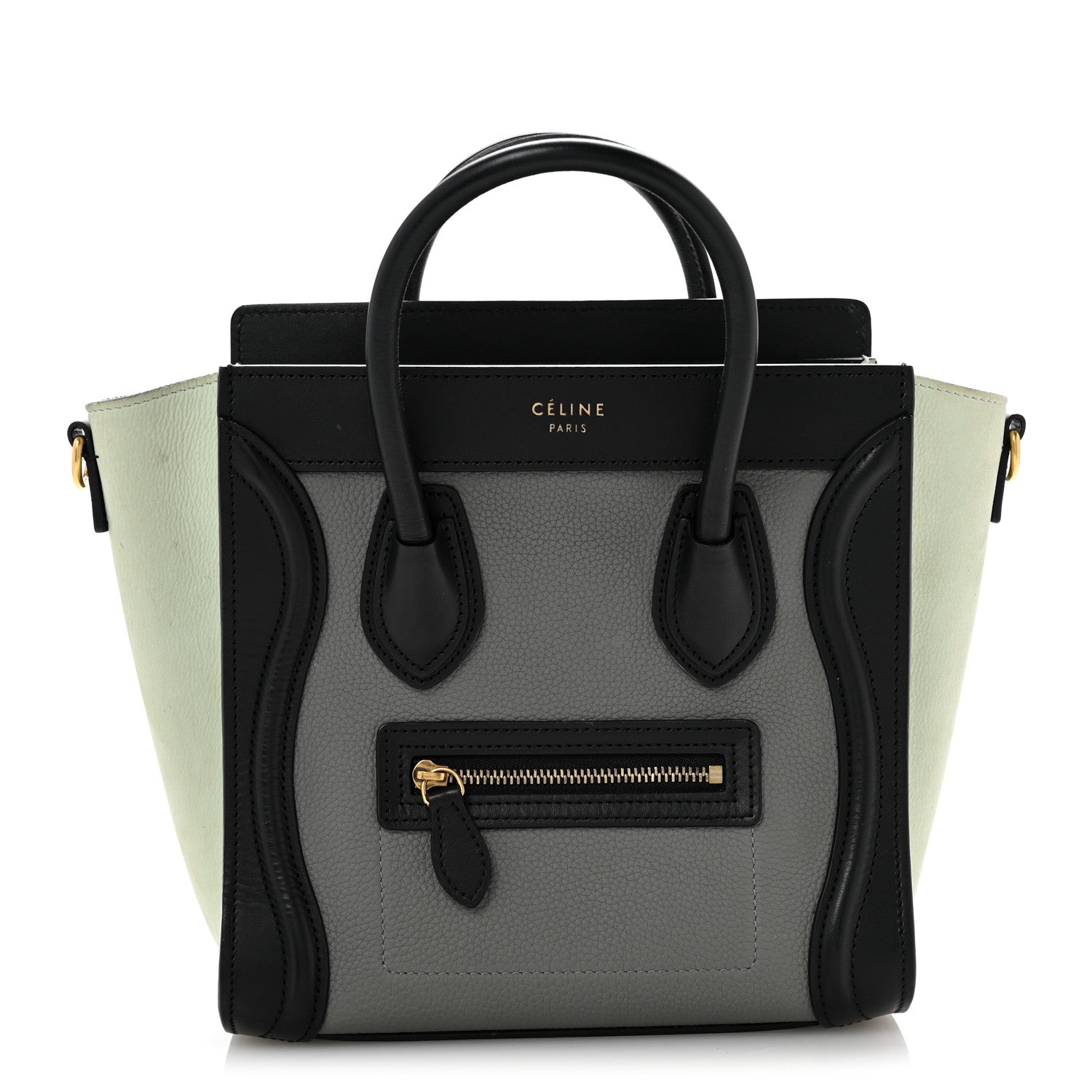 Celine Baby Grained Calfskin Nano Tri-Color Luggage Zinc Almond 1 of 12