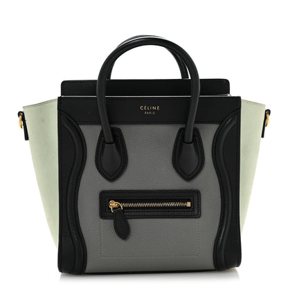 Celine Baby Grained Calfskin Nano Tri-Color Luggage Zinc Almond 1 of 12