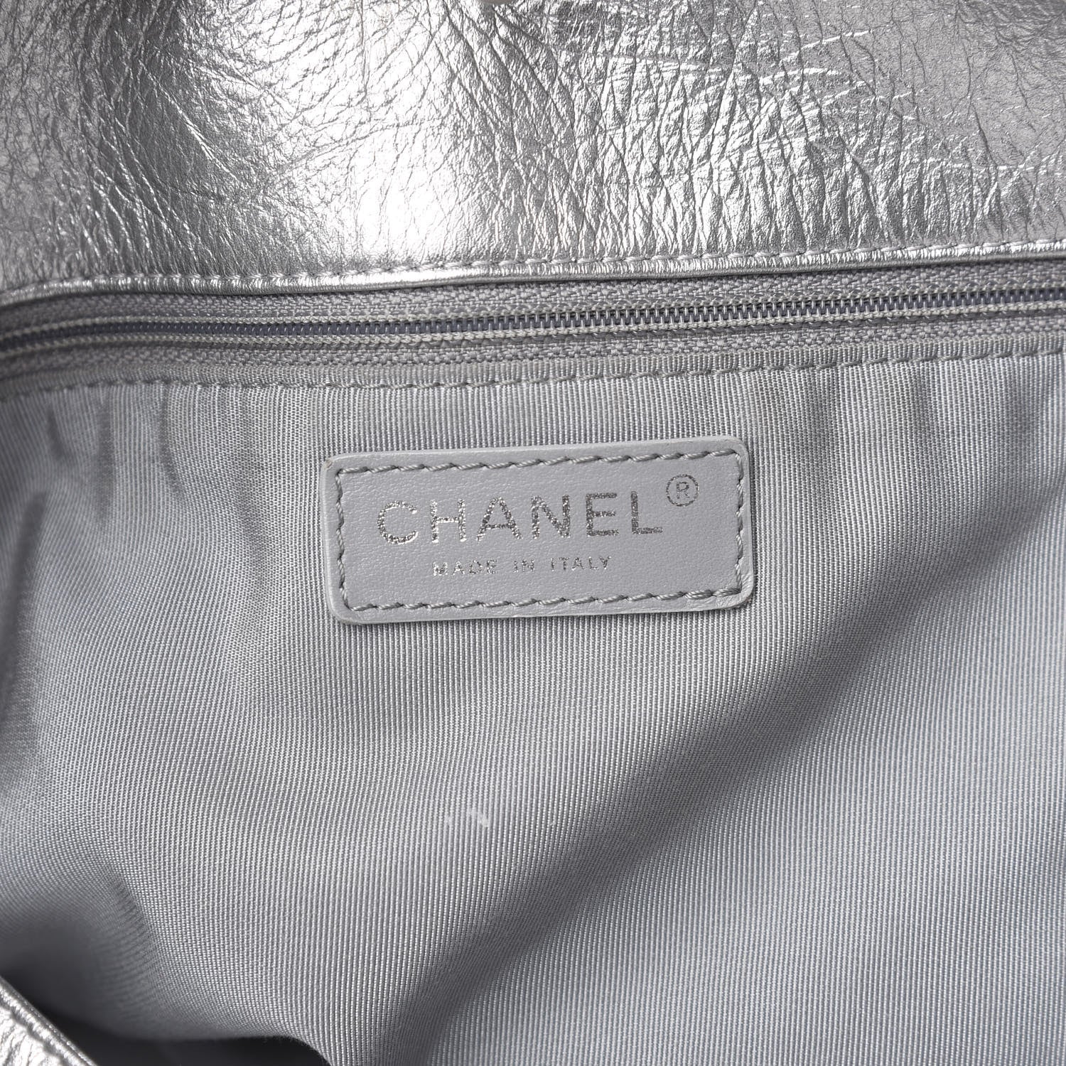 Chanel Metallic Crackled Calfskin Quilted Large Big Bang Hobo Silver 6 of 11