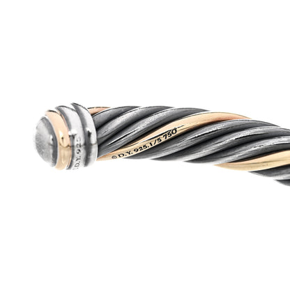 David Yurman Darkened Sterling Silver 18k Yellow Gold 7mm Cable Bracelet 3 of 4
