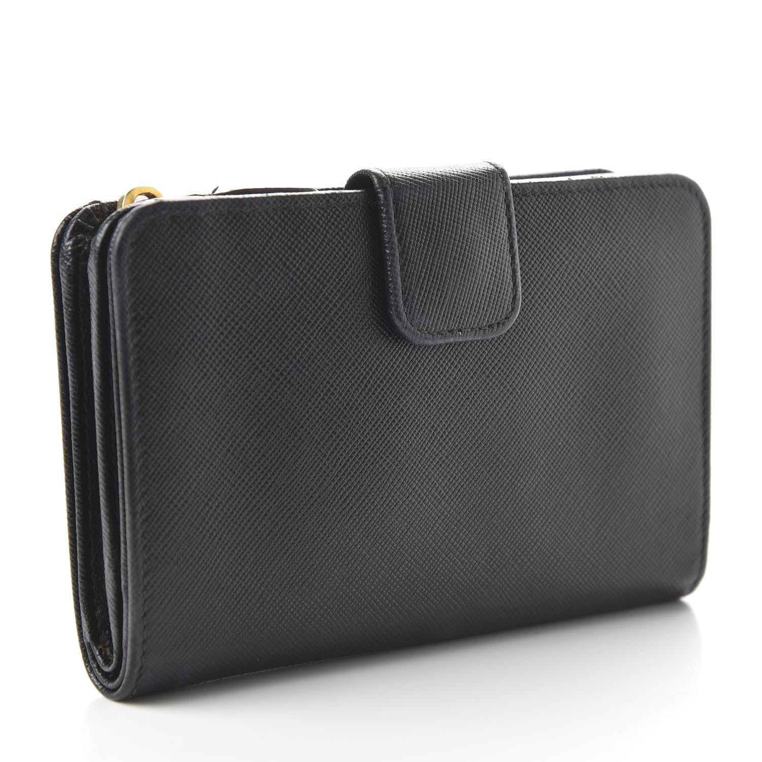 Prada Saffiano Metal Compact Wallet Black 3 of 11