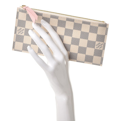 Louis Vuitton Damier Azur Felicie Chain Wallet Zippered Insert Rose Ballerine 2 of 6