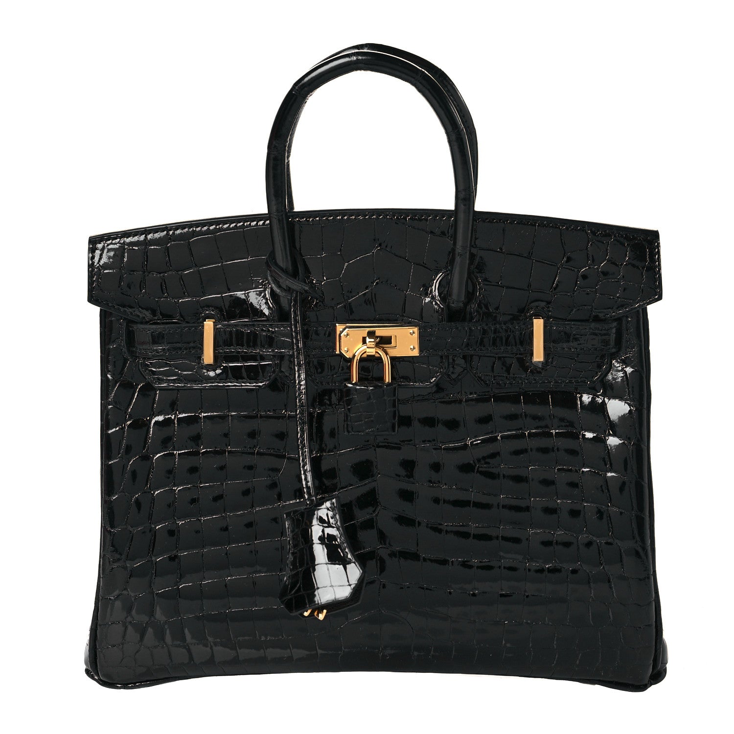 Hermes Shiny Niloticus Crocodile Birkin 25 Black 1 of 11