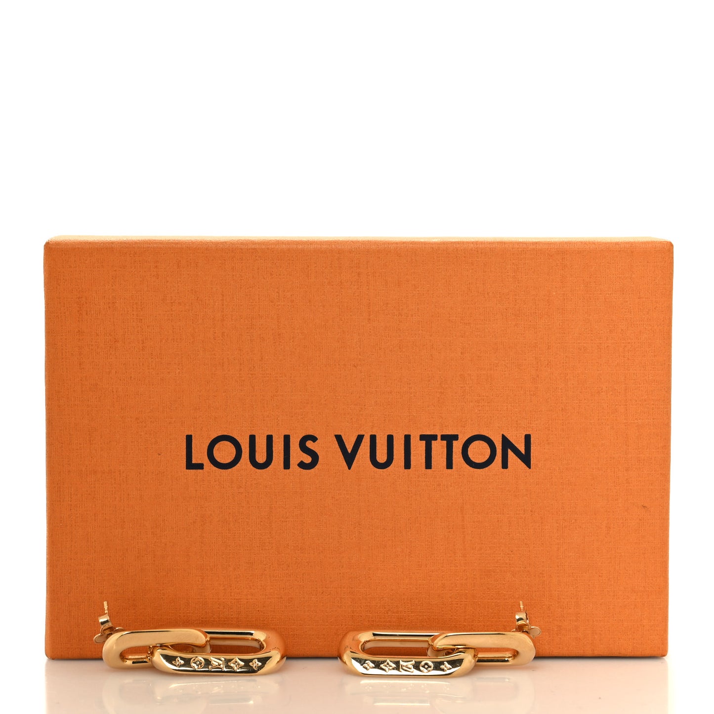 Metal LV Edge Double Hoop Earrings Gold