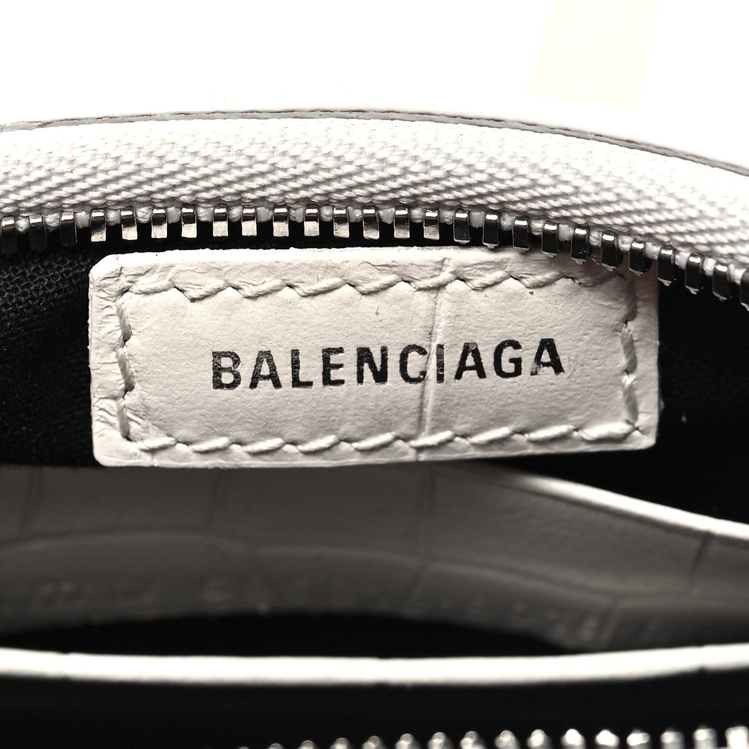 Balenciaga Extra Supple Calfskin Crocodile Embossed Le Cagole Mini Purse With Chain White 6 of 10