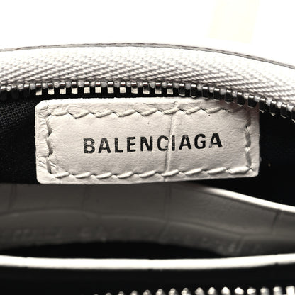 Balenciaga Extra Supple Calfskin Crocodile Embossed Le Cagole Mini Purse With Chain White 6 of 10