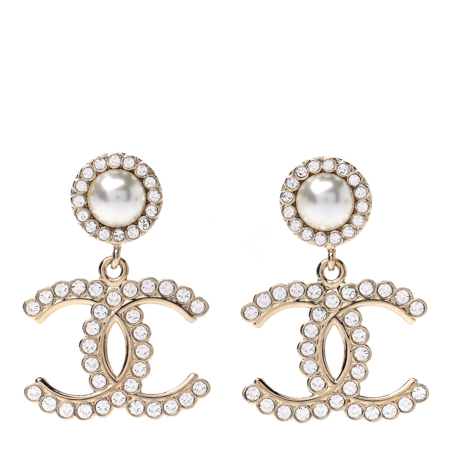 Crystal Pearl Bow-tiful CC Drop Earrings Gold