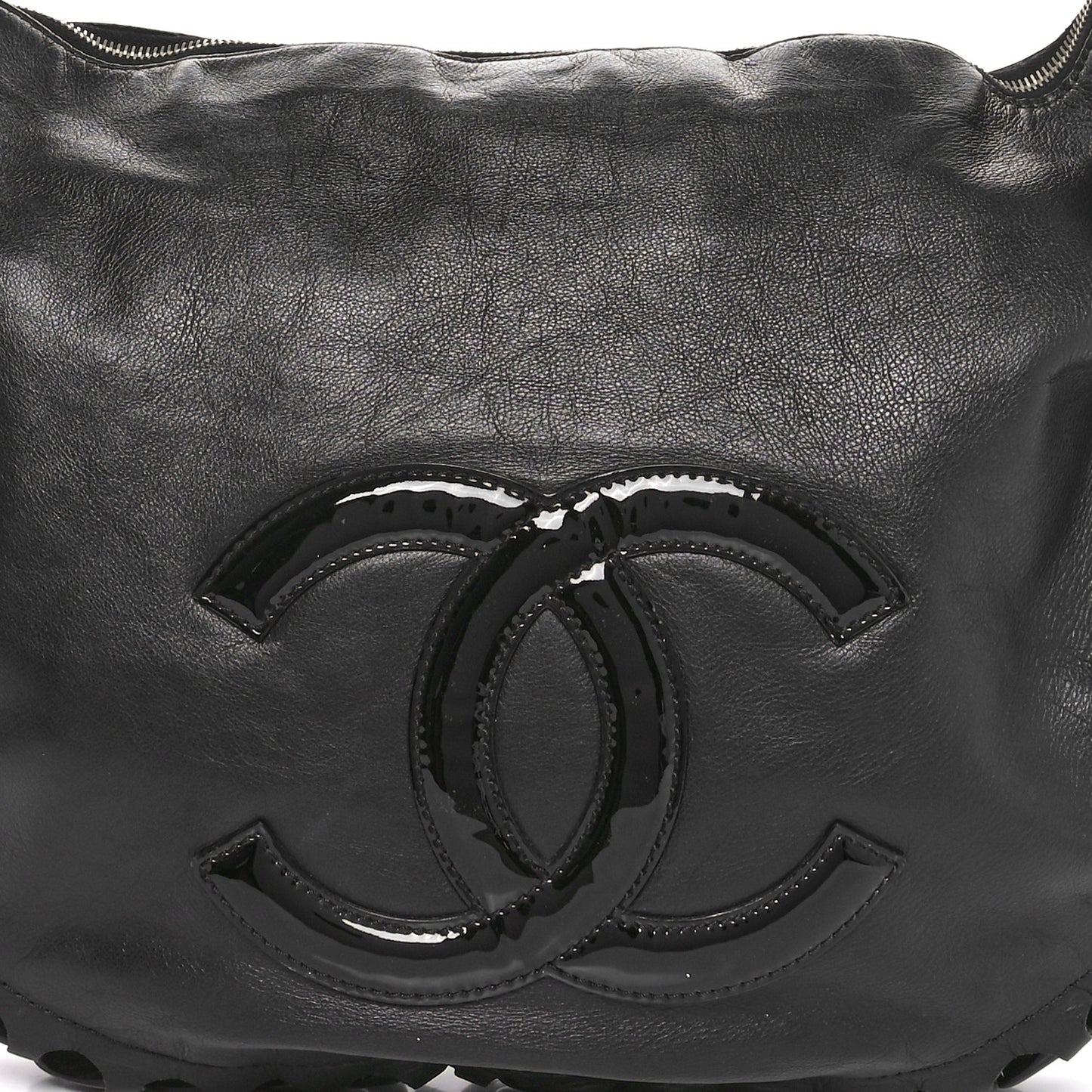 Calfskin Modern Chain Rhodoid Hobo Black