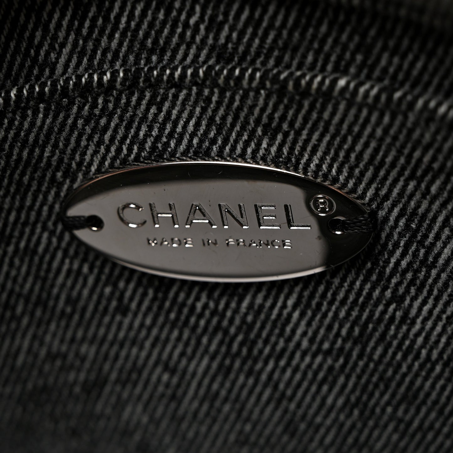 Denim Stitched Mini Square Flap Black