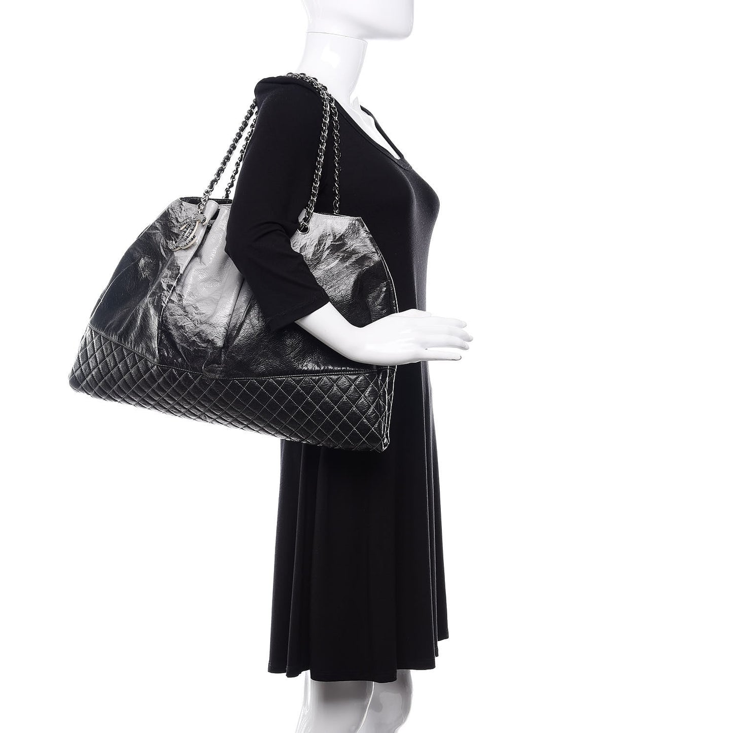 Vinyl Quilted Melrose Degrade Tote Black