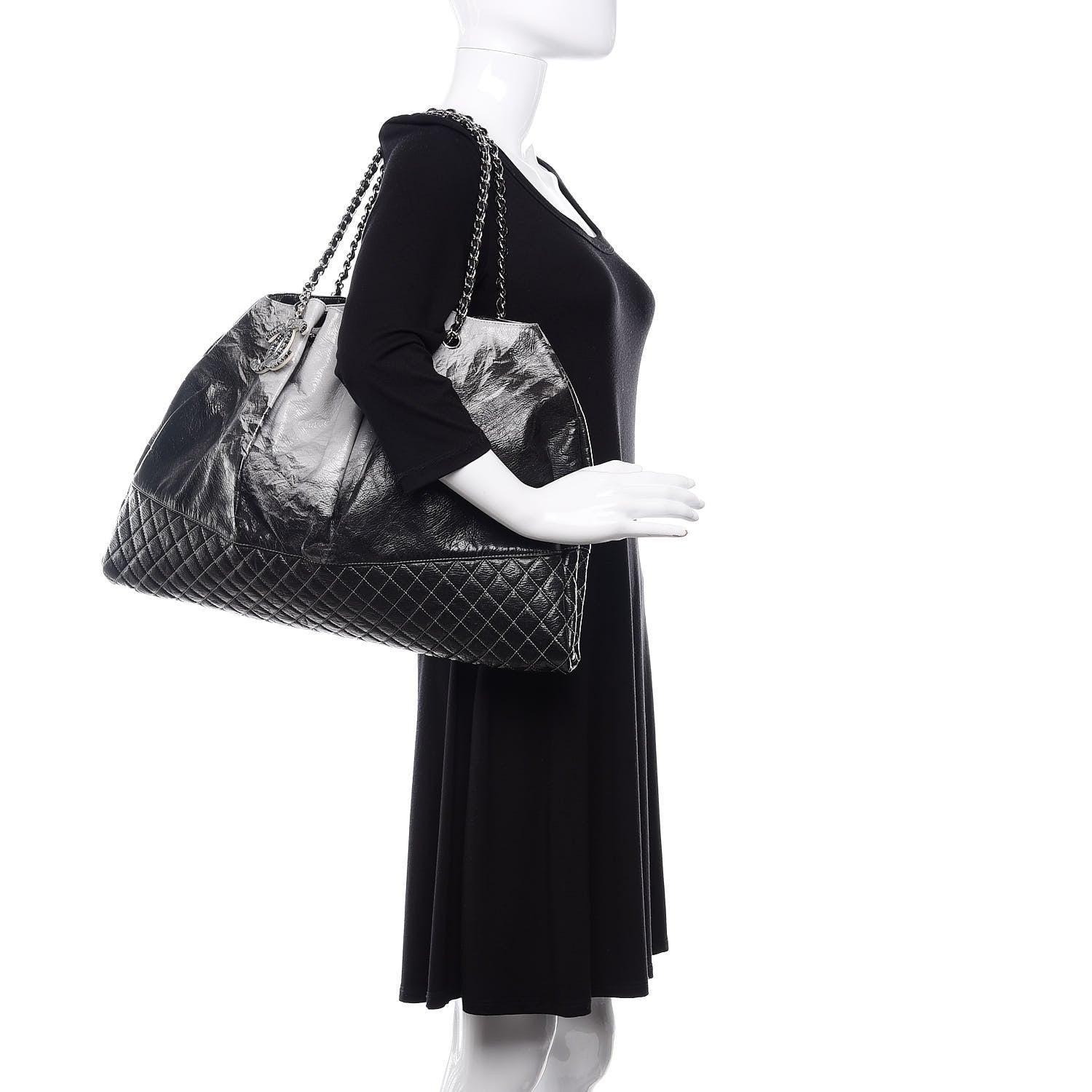 Chanel Vinyl Quilted Melrose Degrade Tote Black 2 of 10