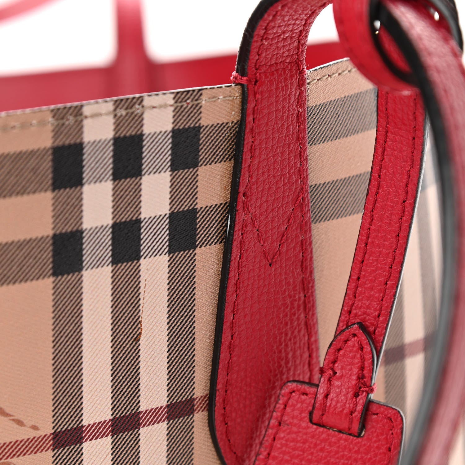 Burberry Haymarket Check Small Reversible Tote Poppy Red 26 of 26