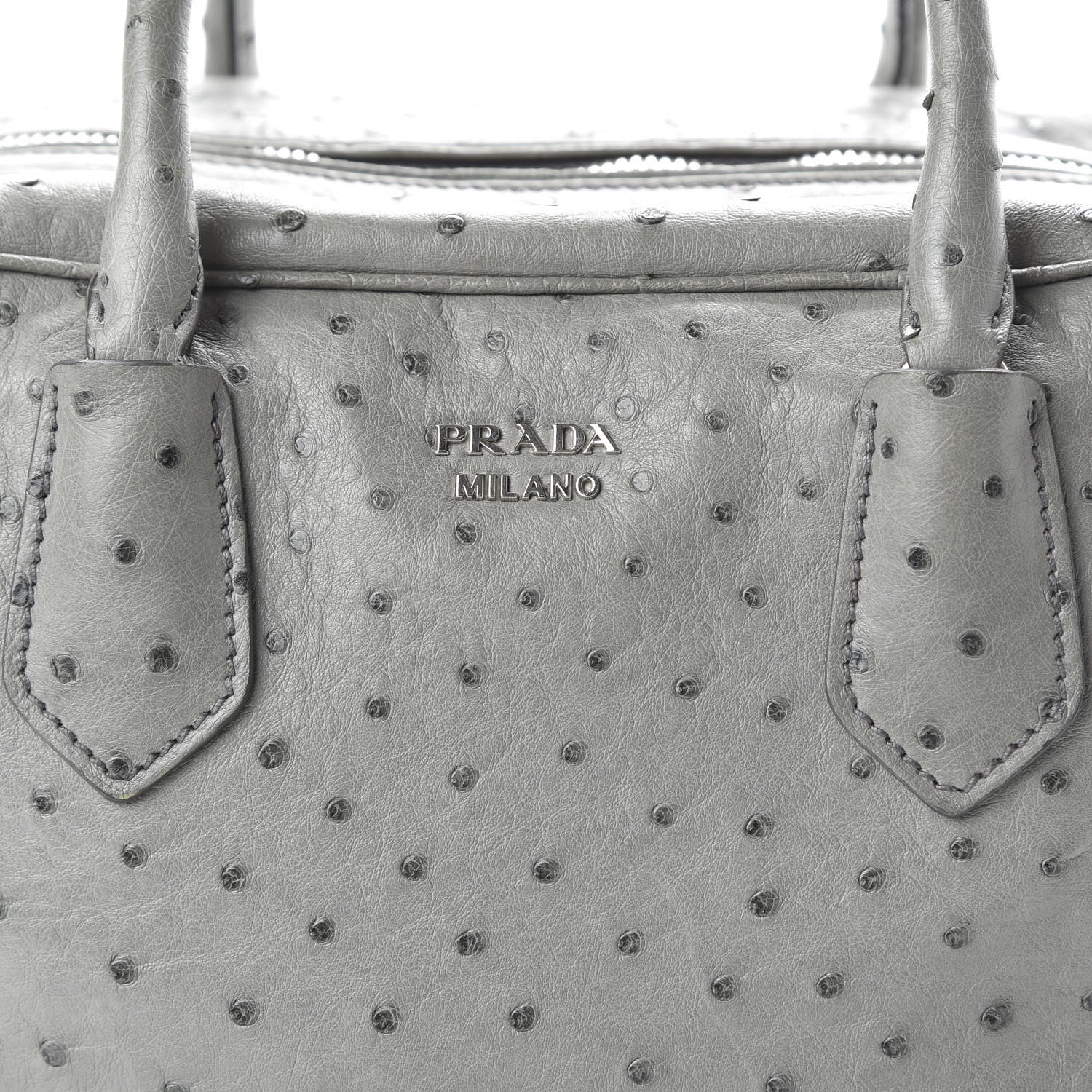 Prada Ostrich Lage Inside Tote Grey 8 of 9