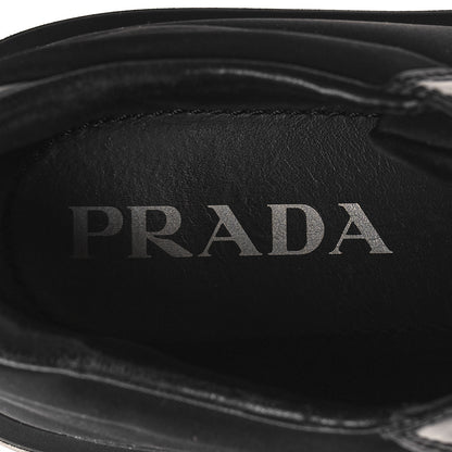 Prada Re-Nylon Spazzolato Rubber Triangle Logo Macro Quilted Womens 45mm Platform Sneakers 38.5 Black 9 of 9