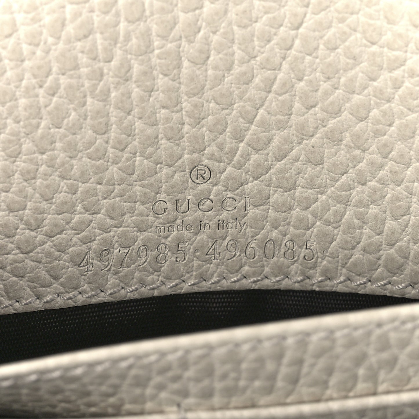 Dollar Calfskin Mini GG Marmont Chain Wallet Mystic White