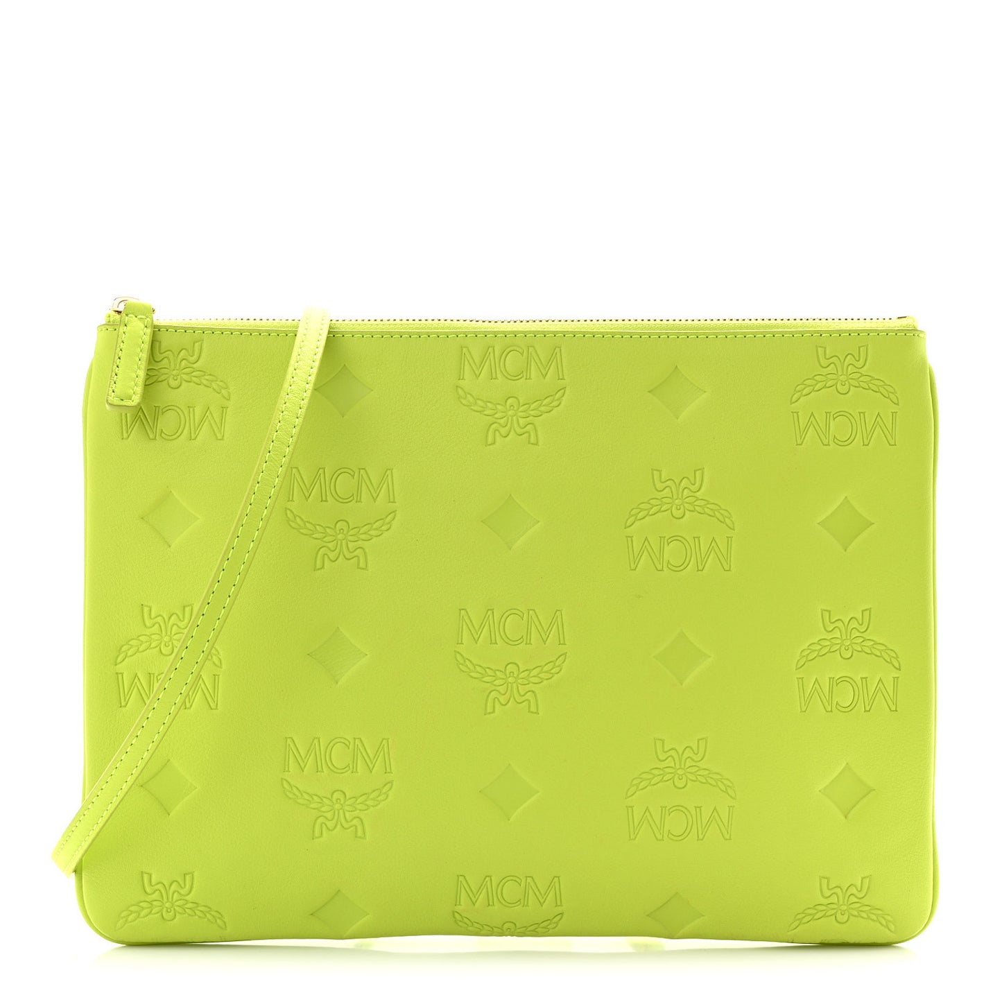 Calfskin Maxi Monogram Crossbody Pouch Green