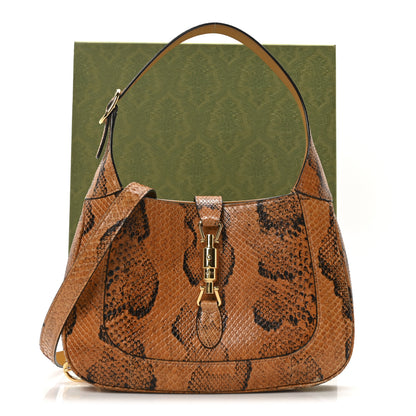 Gucci Snakeskin Calfskin Small Jackie 1961 Hobo Brown 11 of 11
