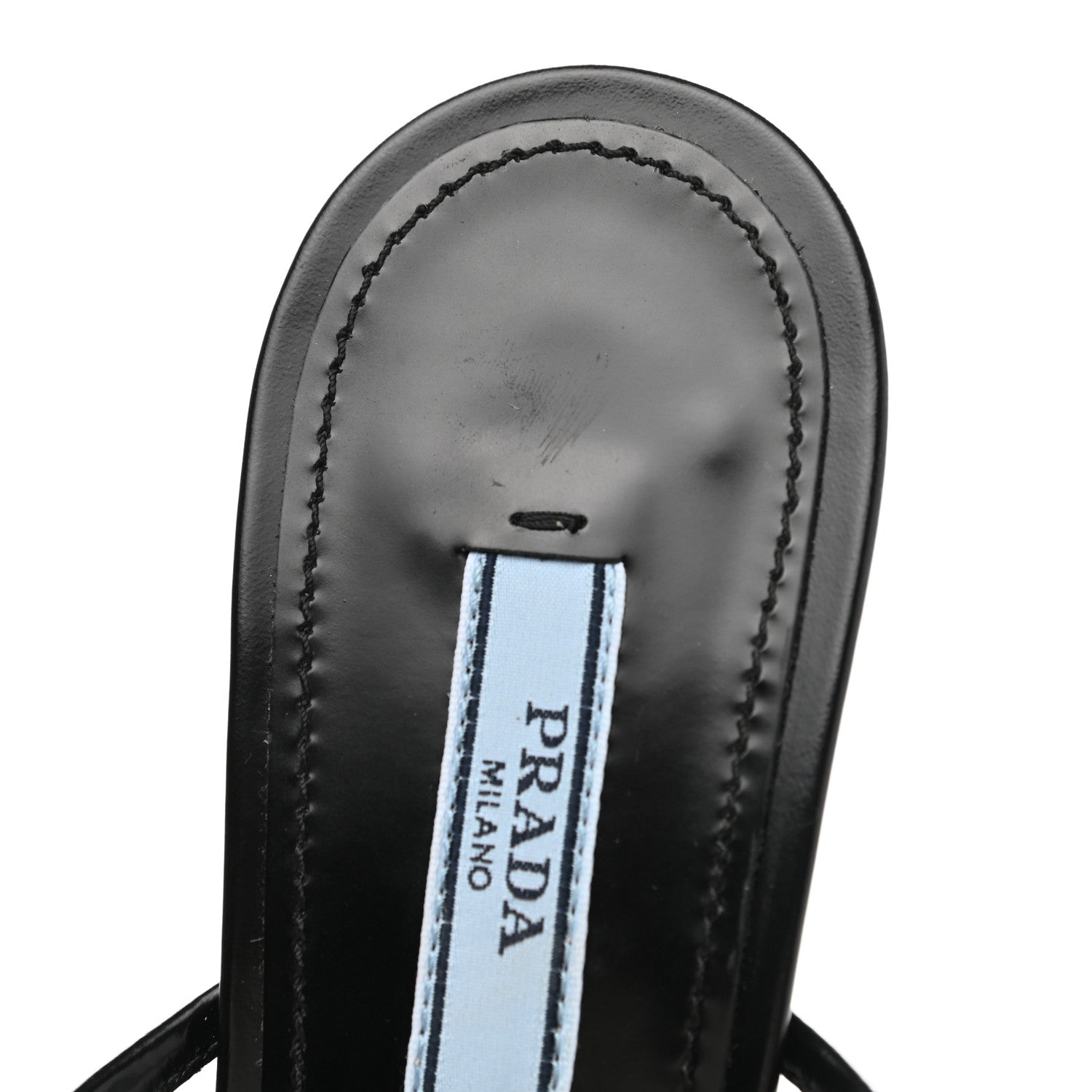 Prada Plexiglass Calfskin Metal Triangle Logo 75mm Slide Sandals 37 Black 10 of 12