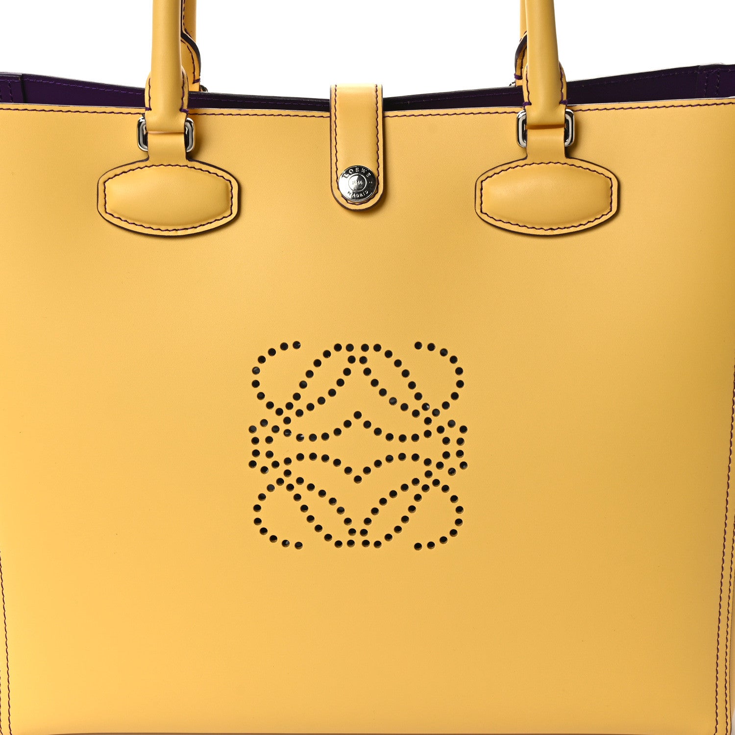 Loewe Smooth Calfskin Perforated Leo Bag Yellow 7 of 14