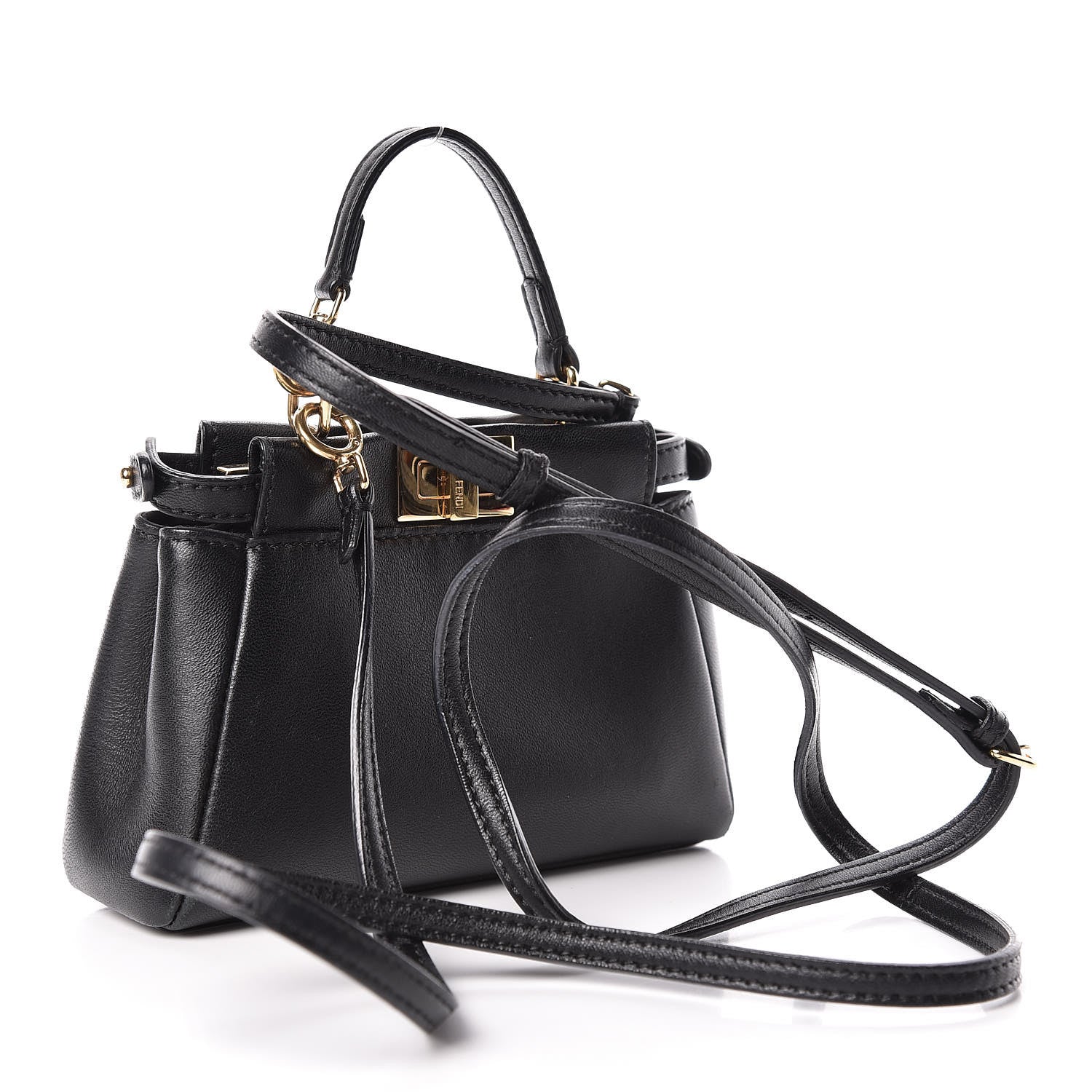 Fendi Nappa Micro Peekaboo Iconic Satchel Black 3 of 10