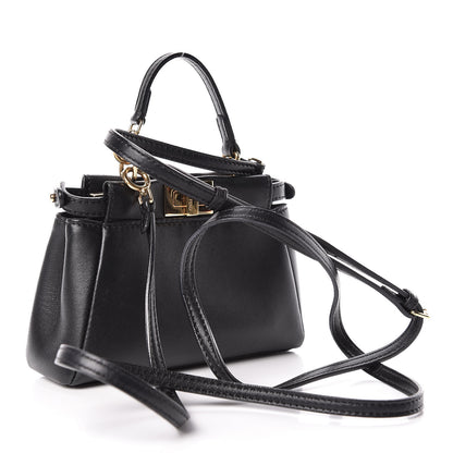 Fendi Nappa Micro Peekaboo Iconic Satchel Black 3 of 10