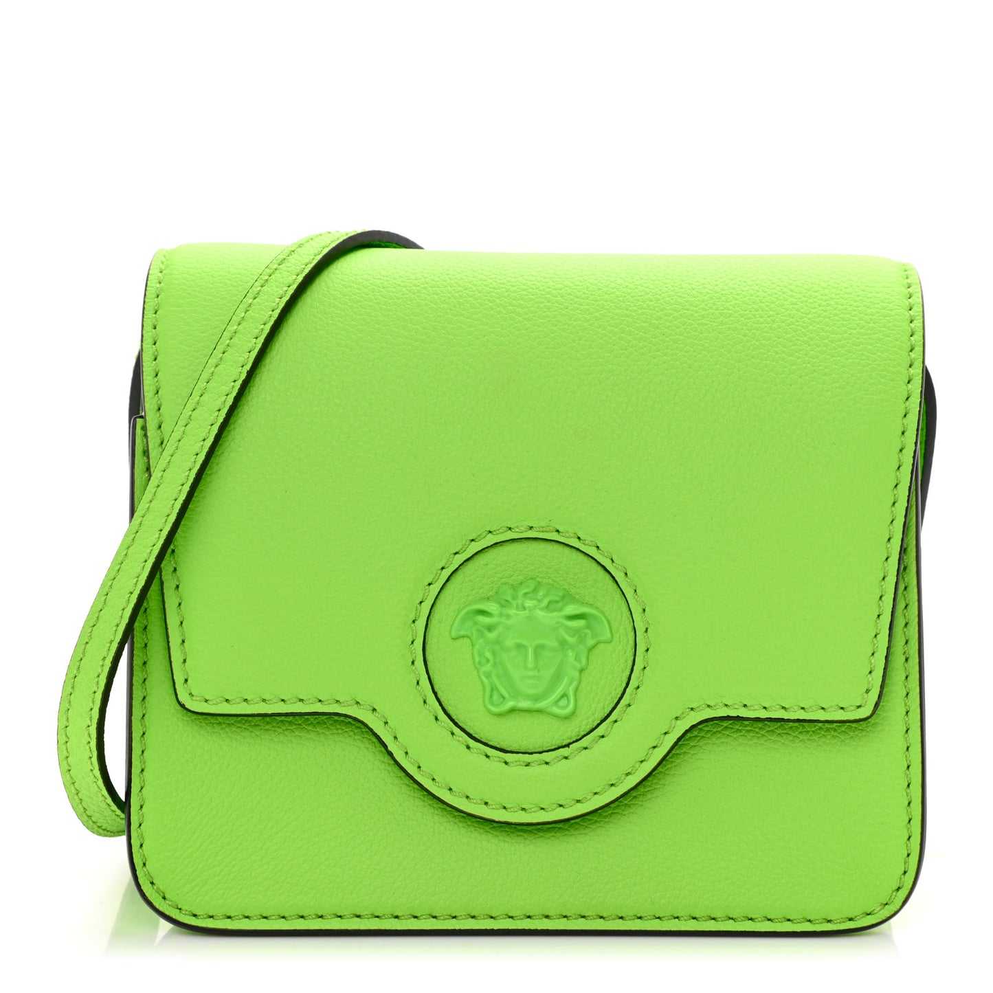 Grained Calfskin La Medusa Shoulder Bag Lime