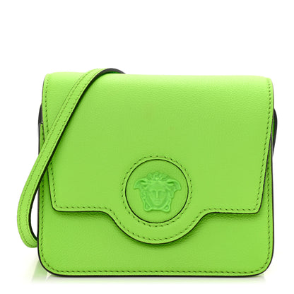 Versace Grained Calfskin La Medusa Shoulder Bag Lime 1 of 7