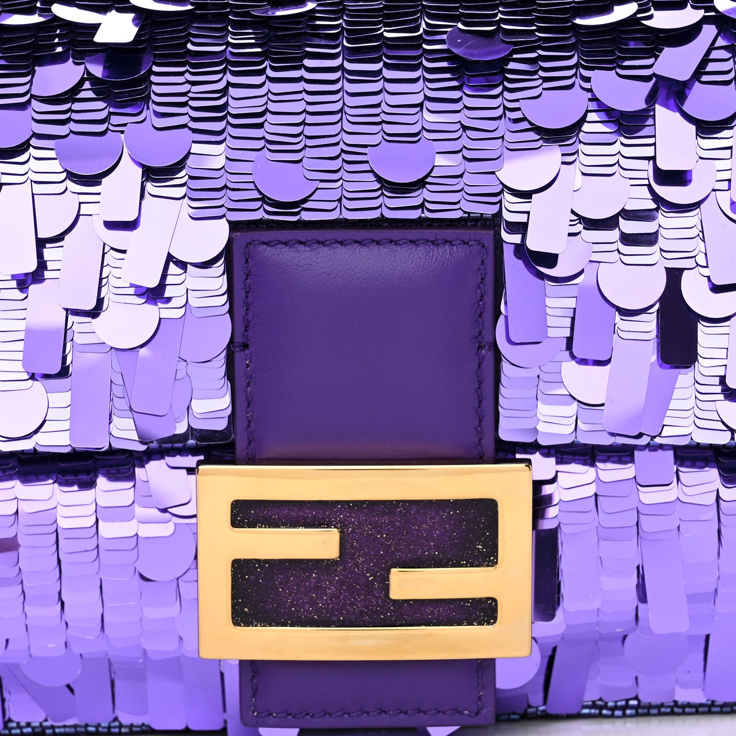 Fendi Sequin Paillettes Shiny Nappa Sex and the City Baguette Viola Purple Rain 8 of 10