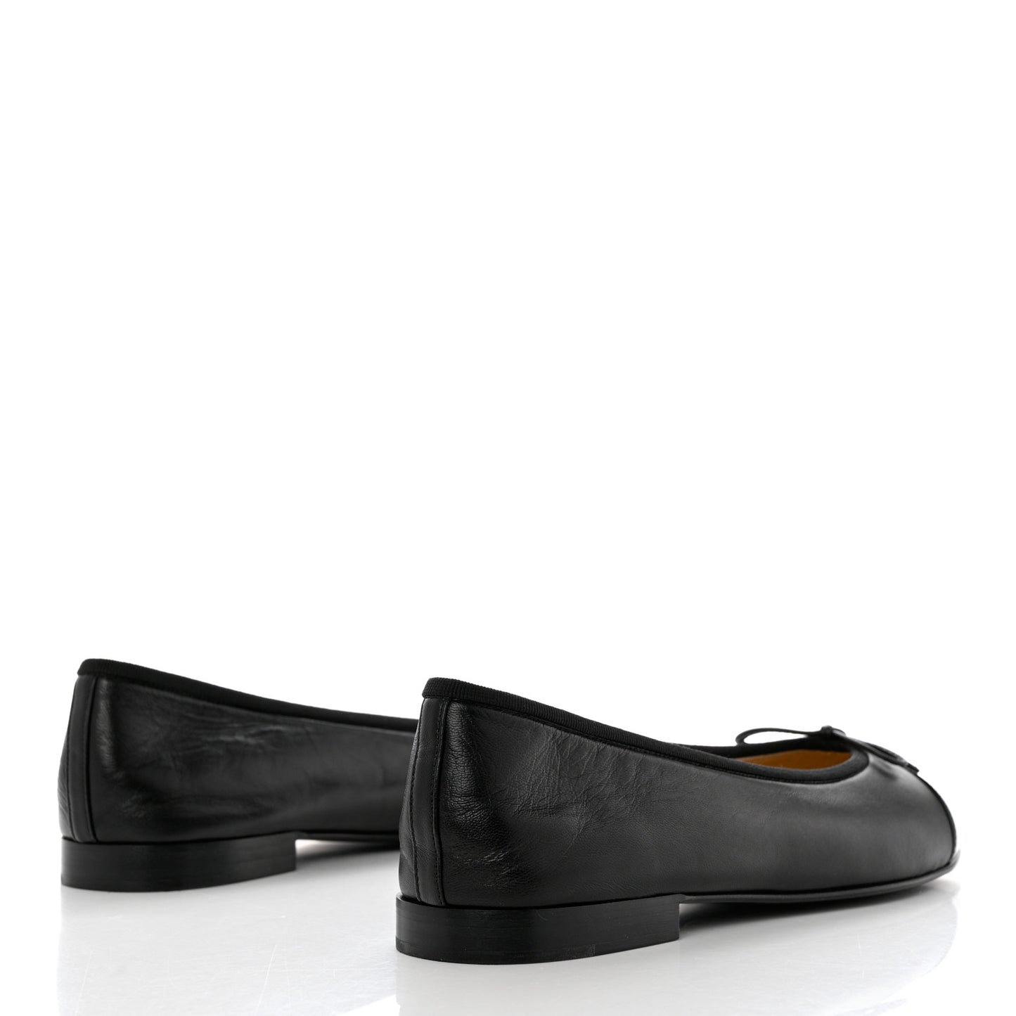 Lambskin Patent Cap Toe Ballerina Flats 41 Black