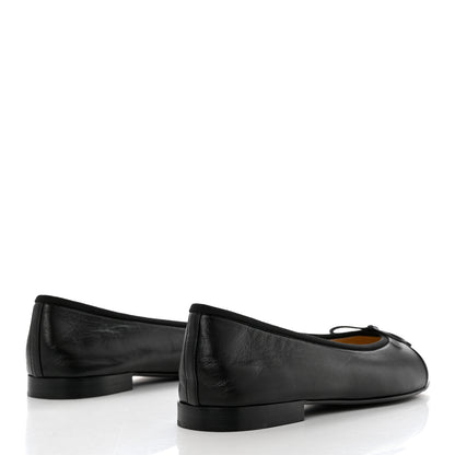 Chanel Lambskin Patent Cap Toe Ballerina Flats 41 Black 4 of 9