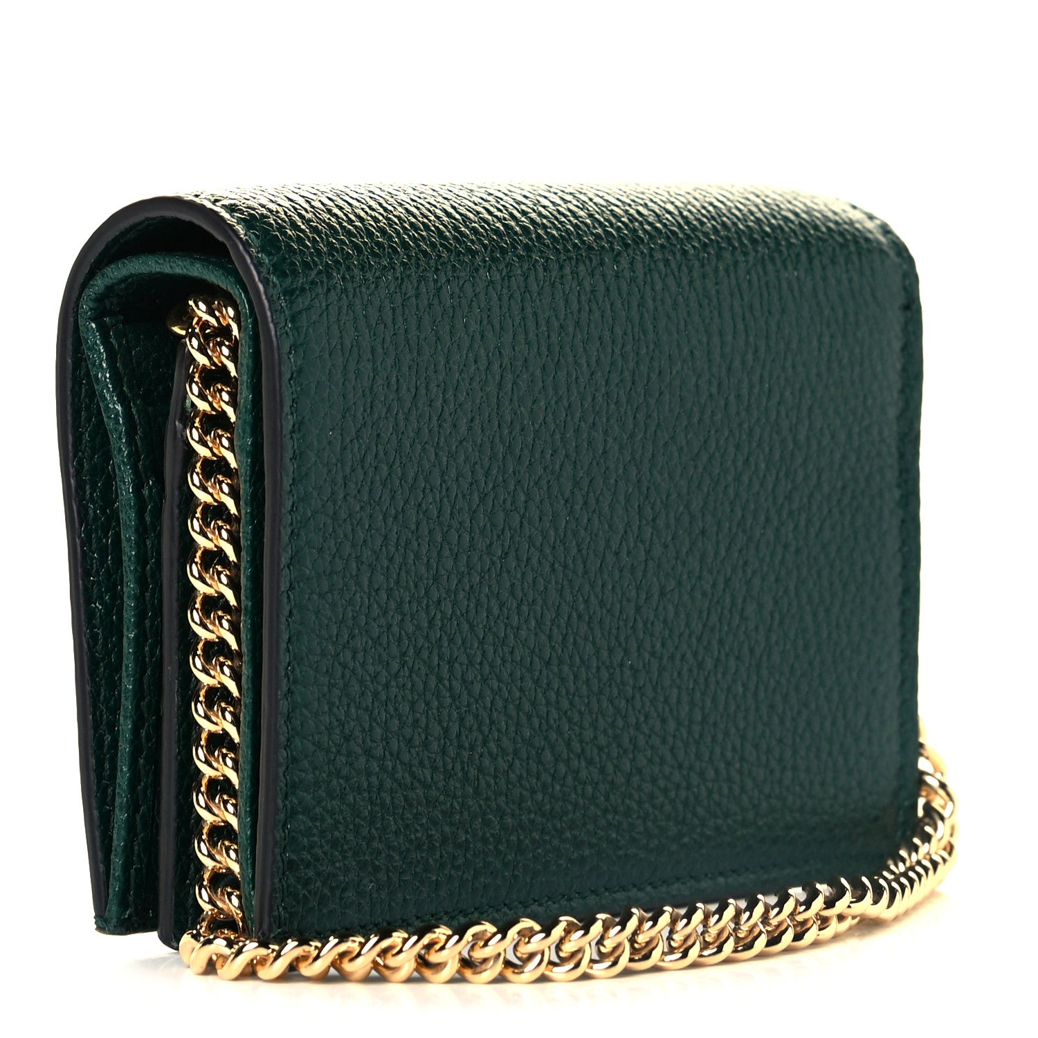 Gucci Grainy Calfskin Zumi Chain Card Case Wallet Vintage Green 3 of 8
