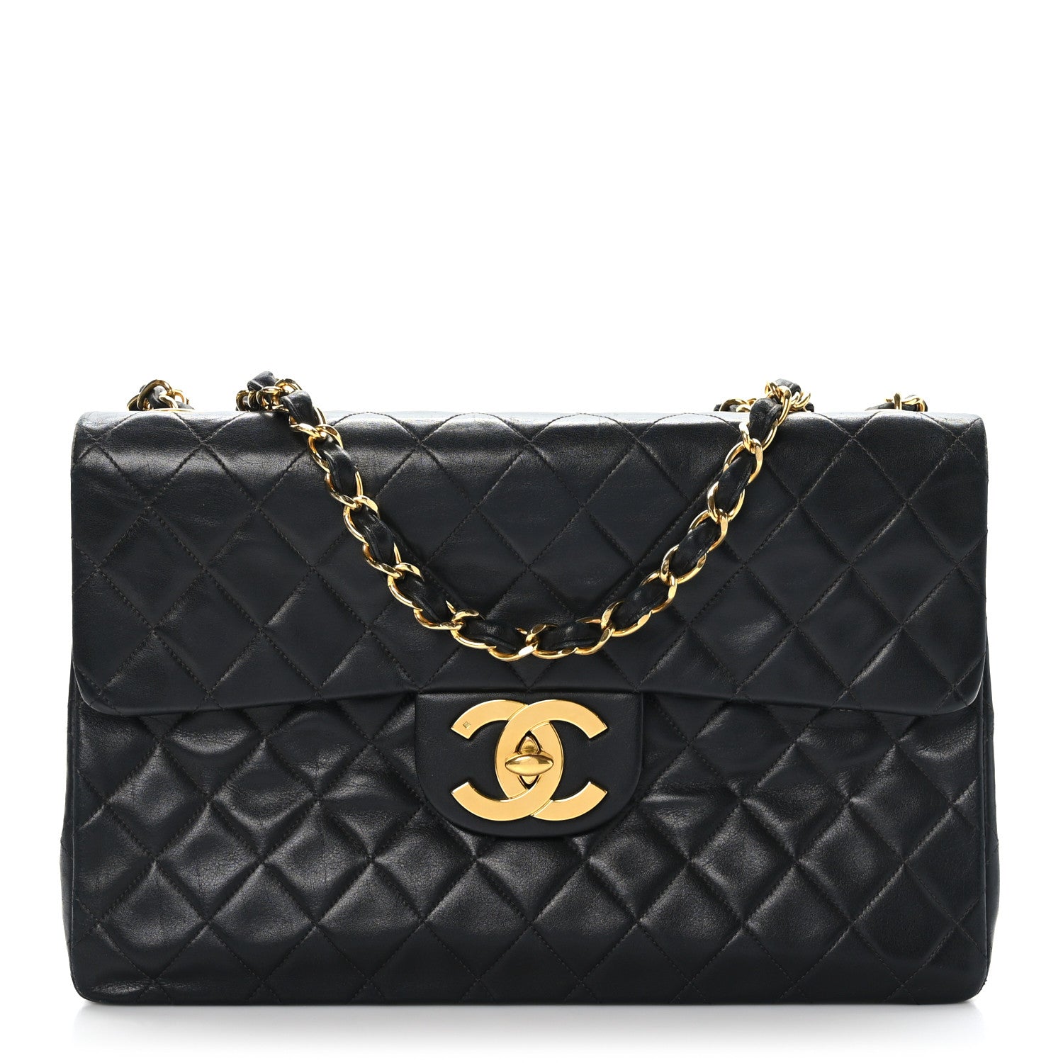 Chanel Lambskin Quilted XL Jumbo Single Flap Black 1 of 9