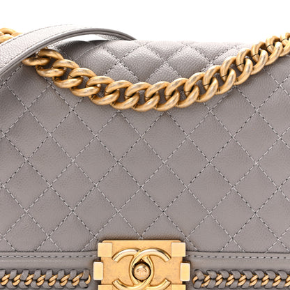 Chanel Caviar Quilted Chain Around Medium Boy Flap Grey 8 of 15